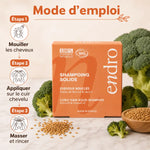 Shampoing solide Endro huile de brocoli et lin cheveux bouclés avec guide d'utilisation