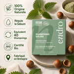 Shampoing solide Ortie Noisette Endro cheveux gras naturel bio Bretagne infographie
