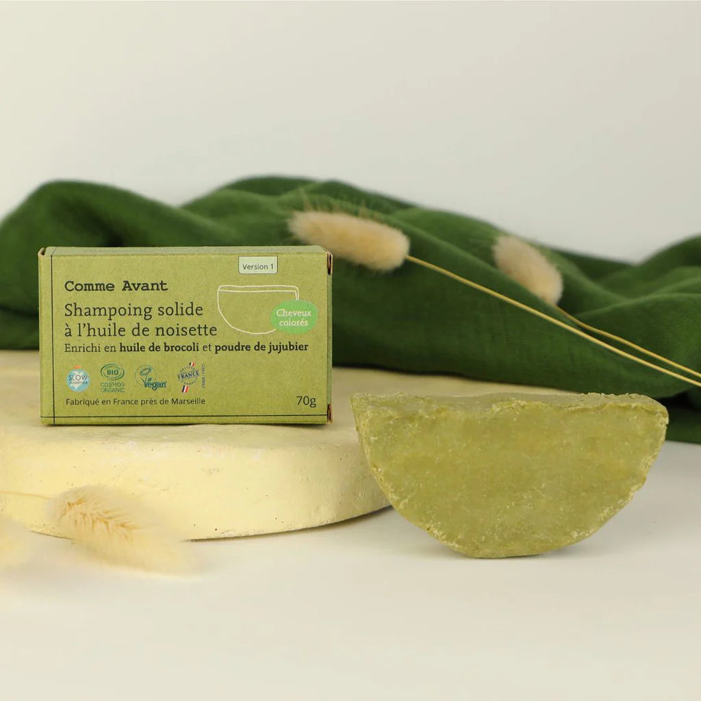 Photo d'ambiance d'Un Shampoing Solide Cheveux bouclés à l'huile de Brocolis Comme Avant
