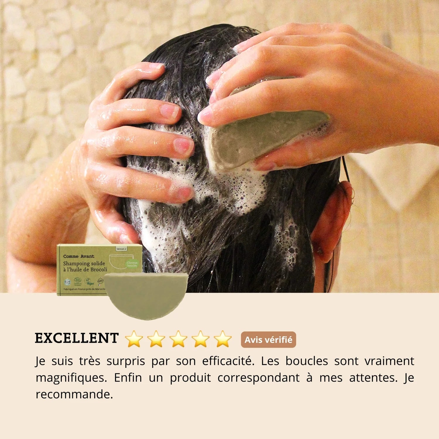 Les avis sur le Shampoing Solide Cheveux bouclés à l'huile de Brocolis Comme Avant