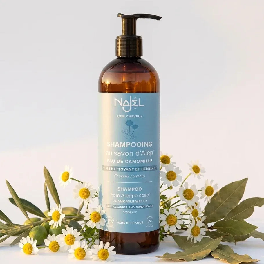 Shampooing 2en1 Najel Savon d'Alep Camomille Bio 500ml avec ingrédients naturels