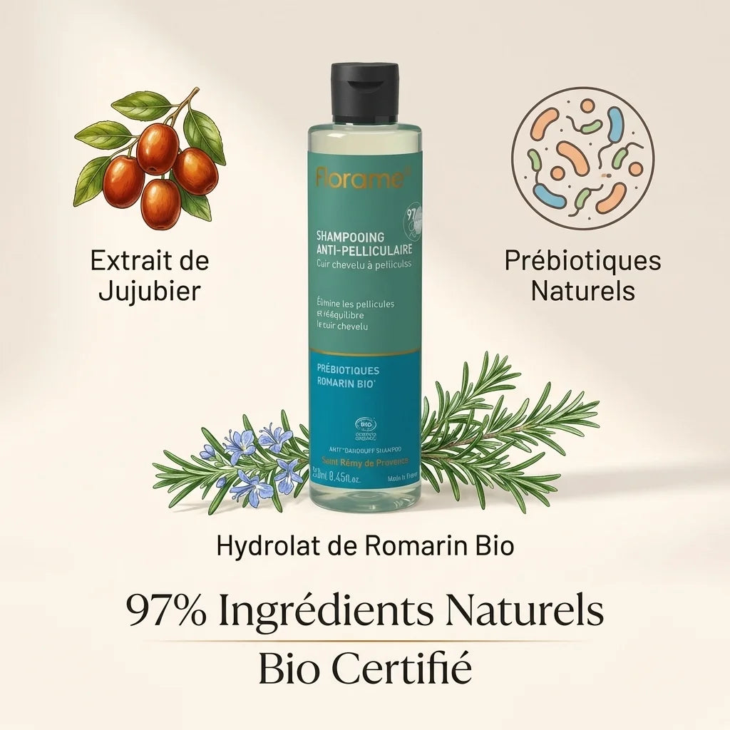 Shampooing antipelliculaire bio Florame avec ingrédients naturels et certifiés
