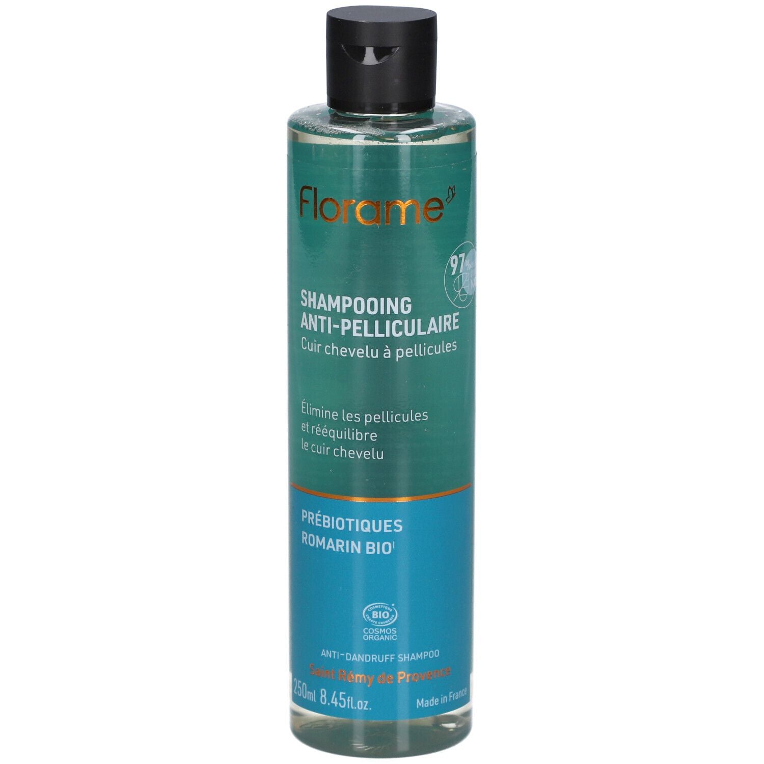 Un shampooing antipelliculaire sans sulfate bio de la marque Florame