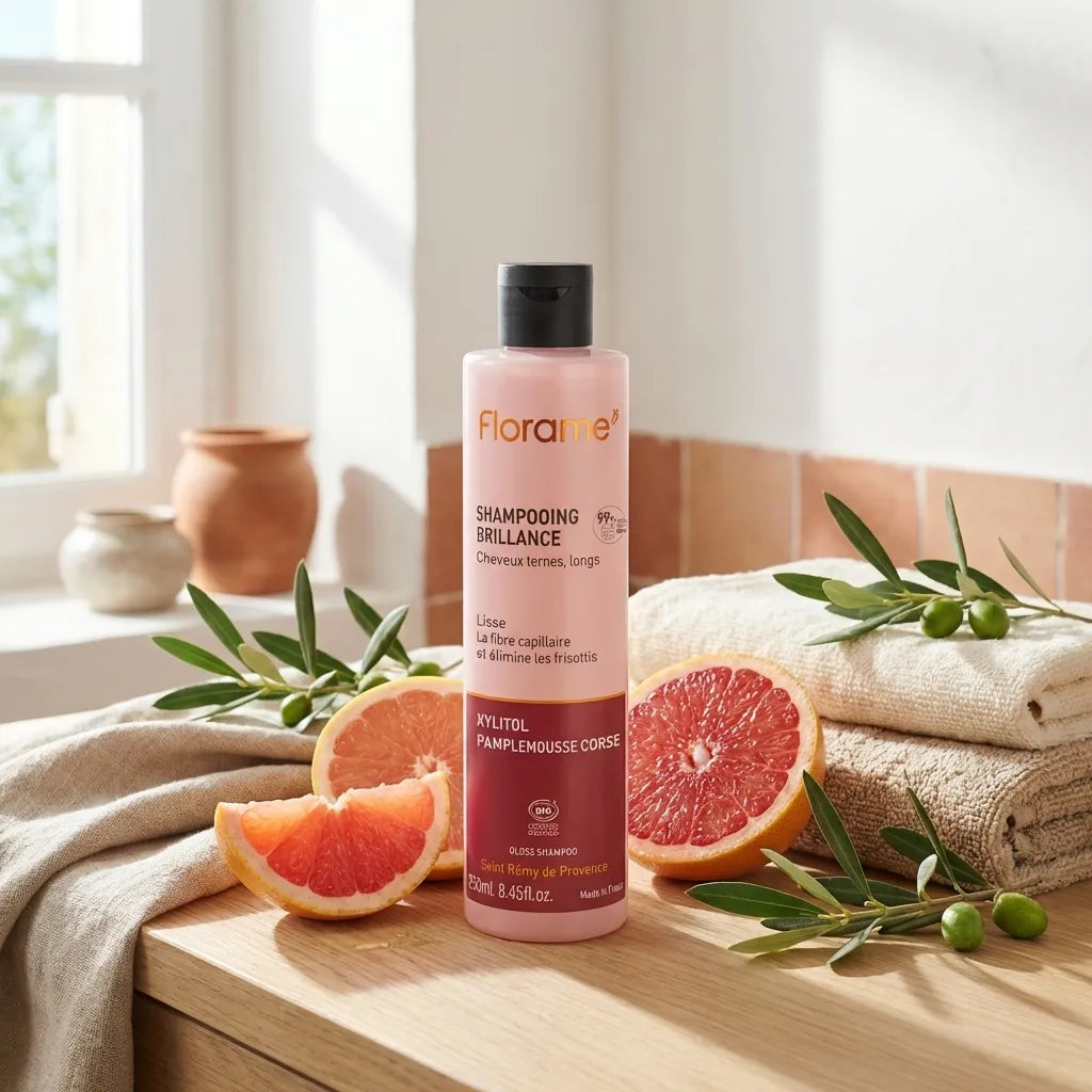 Shampooing Brillance Bio Florame 250ml avec ingrédients naturels et packaging bio