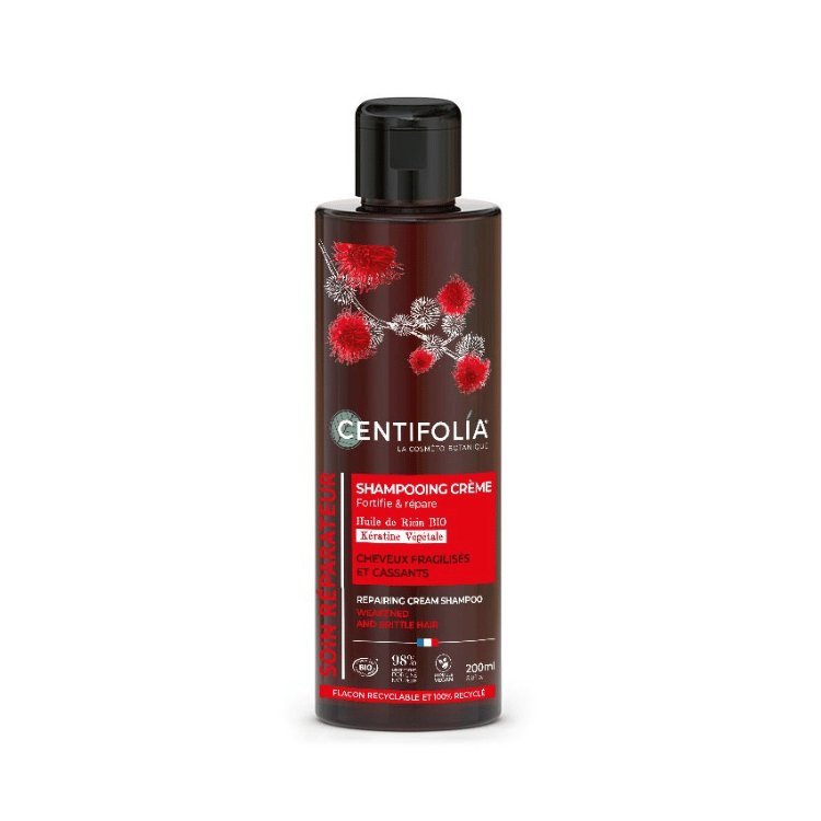 Un shampooing crème réparateur de 200ml pour cheveux fragilisés de la marque Centifolia