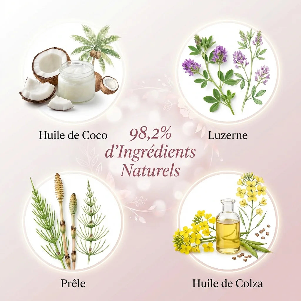 Shampooing naturel pour chien et chat avec ingrédients botaniques - Huile de coco, luzerne, prêle et colza