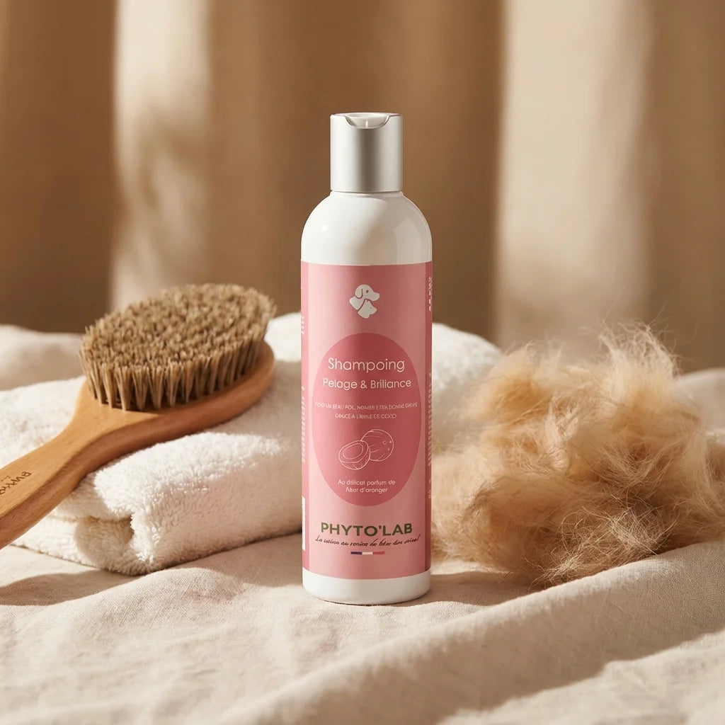Shampooing Chien Chat Phyto'Lab Pelage Brillance 250ml avec brosse et accessoires toilettage