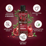 Shampooing couleur bio Centifolia 2 en 1 avec bénéfices : préservation couleur, démêlage, protection UV