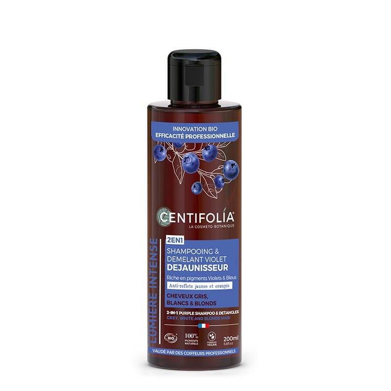 Une bouteille de shampooing de 200ml déjaunisseur de la marque centifolia
