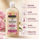 Shampooing Sublime Kératine Bio Coslys 250ml avec bénéfices : répare, nourrit, lisse et protège les cheveux
