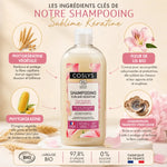 Shampooing Sublime Kératine Bio Coslys 250ml avec ingrédients naturels et phytokératine végétale