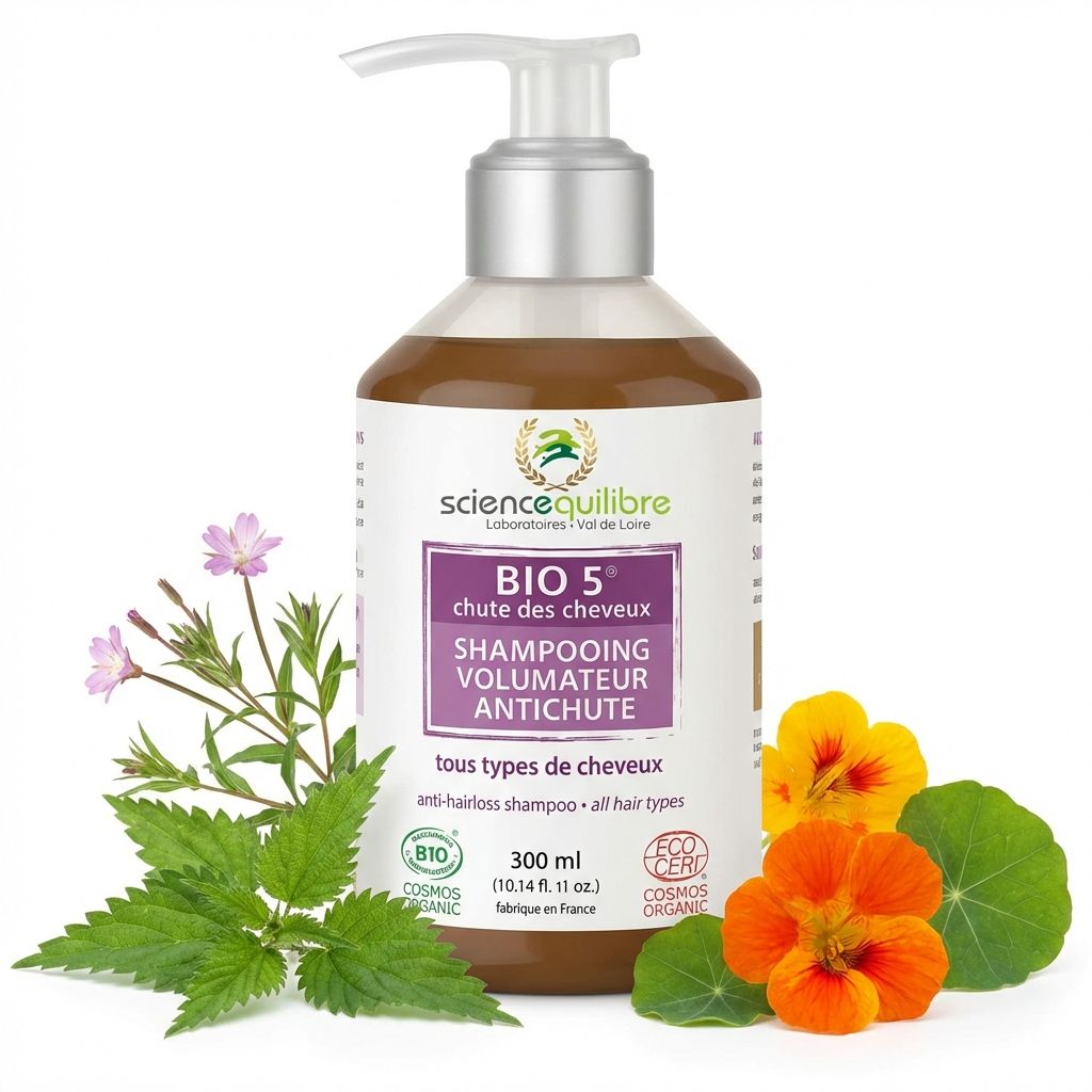 Shampooing volumateur BIO 5 anti-chute avec ingrédients botaniques naturels pour cheveux fins