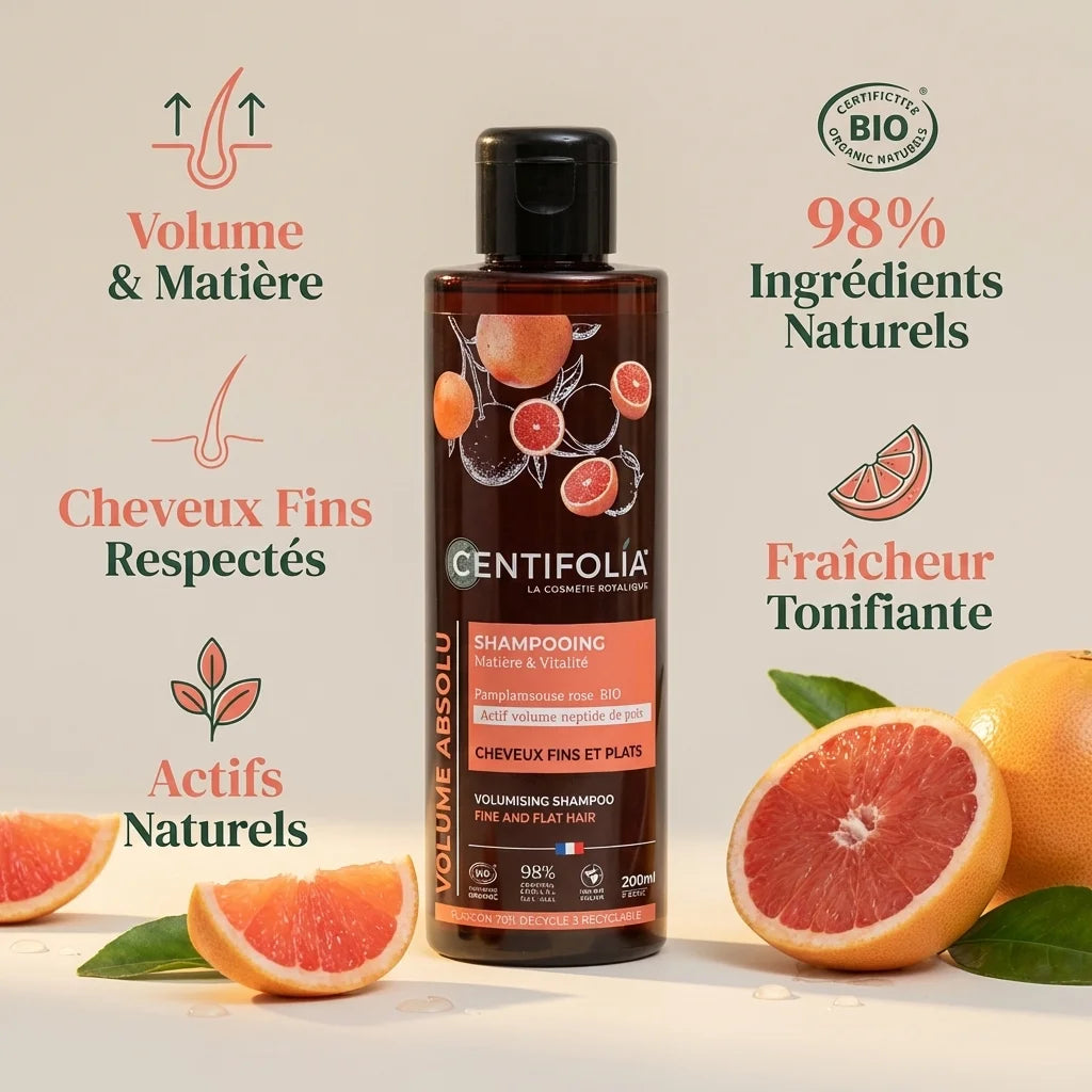 Shampooing Volume Centifolia 200ml cheveux fins - Bouteille avec bénéfices naturels