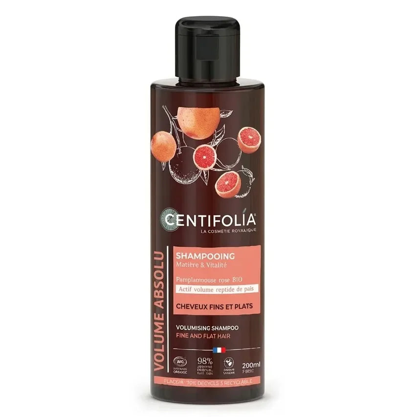 Shampooing Volume Centifolia 200ml cheveux fins - flacon verre brun