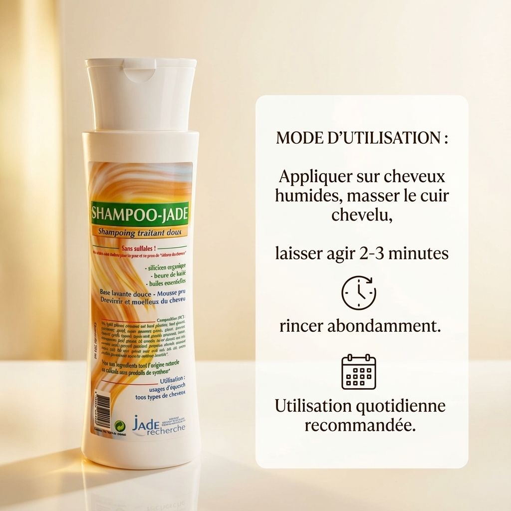 Shampoojade 250ml - Shampoing traitant doux avec mode d'utilisation et ingrédients naturels