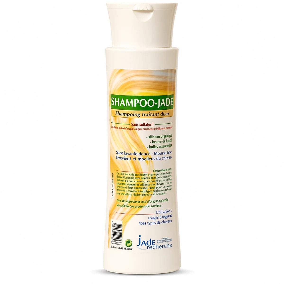 Shampoo-Jade 250ml bouteille blanche shampoing traitant doux pour cheveux