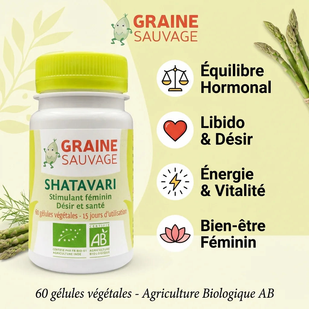 Shatavari Bio 60 gélules Graine Sauvage équilibre hormonal énergie vitalité bien-être féminin