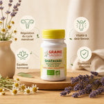 Shatavari Bio 60 gélules Graine Sauvage avec bénéfices santé féminine et fleurs