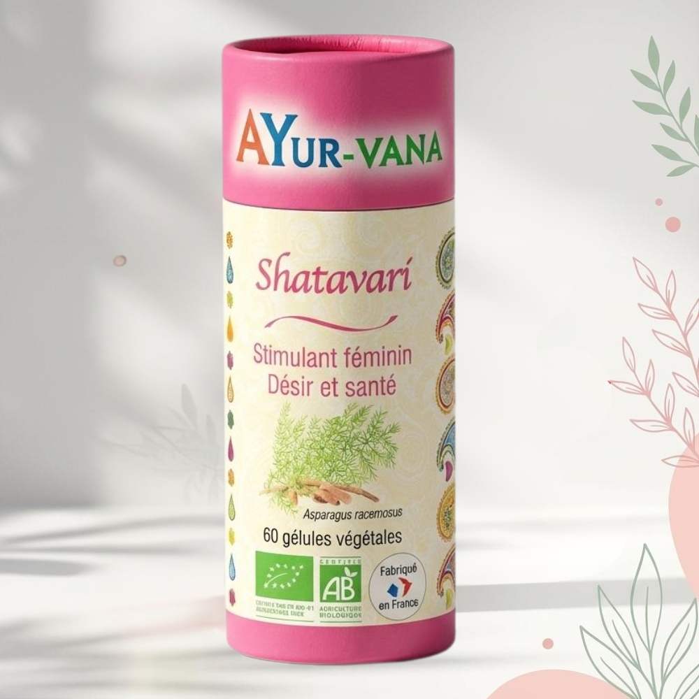 Une boîte de 60 gélules de shatavari de la marquea ayur-vana