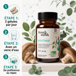 Shiitaké bio 56 gélules French Mush avec dosage, champignons frais et mode d'emploi pour cholestérol et perte de poids