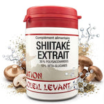 Shiitaké Bio extrait 60 gélules avec champignons frais et structure moléculaire beta-glucanes