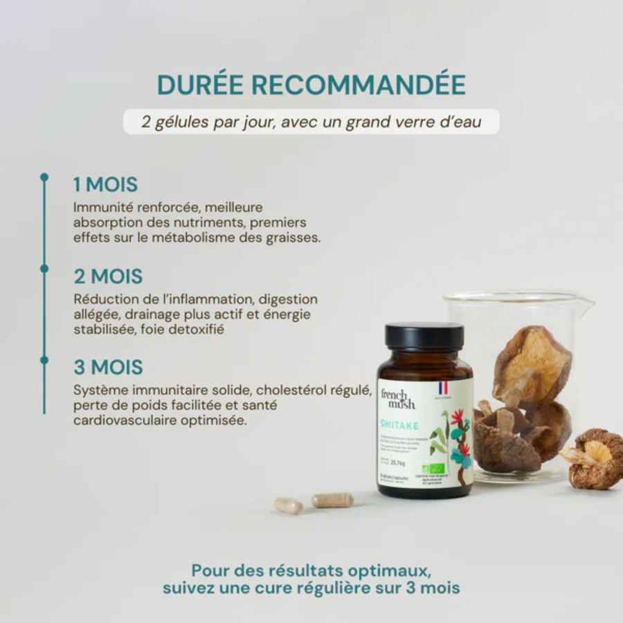 Durée de cure recommandée pour le shiitaké french mush