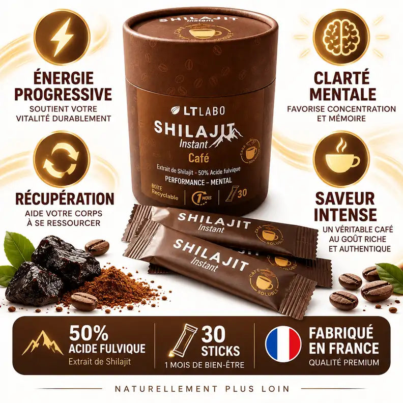 Shilajit instant café 30 sticks LT Labo - Énergie, clarté mentale et récupération