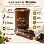 Shilajit Instant Café LT Labo 30 sticks boîte recyclable avec bâtons individuels, 50% acide fulvique