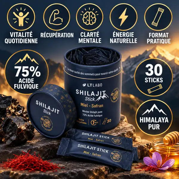 Shilajit Miel Safran 30 sticks LT Labo - Vitalité, récupération et énergie naturelle