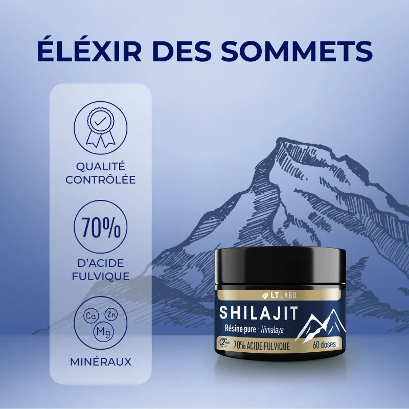 La concentration en acide fulviques et en minéraux de Shilajit Résine pure LT Labo