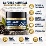 Shilajit résine pure LT Labo 70% acide fulvique avec bénéfices santé : énergie, clarté mentale, immunité