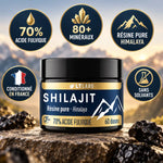 Shilajit résine pure LT Labo 70% acide fulvique, 80+ minéraux, conditionné en France