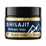 Un pot de Shilajit Résine pure titré à 70% d'Acide Fulvique de la marque LT Labo