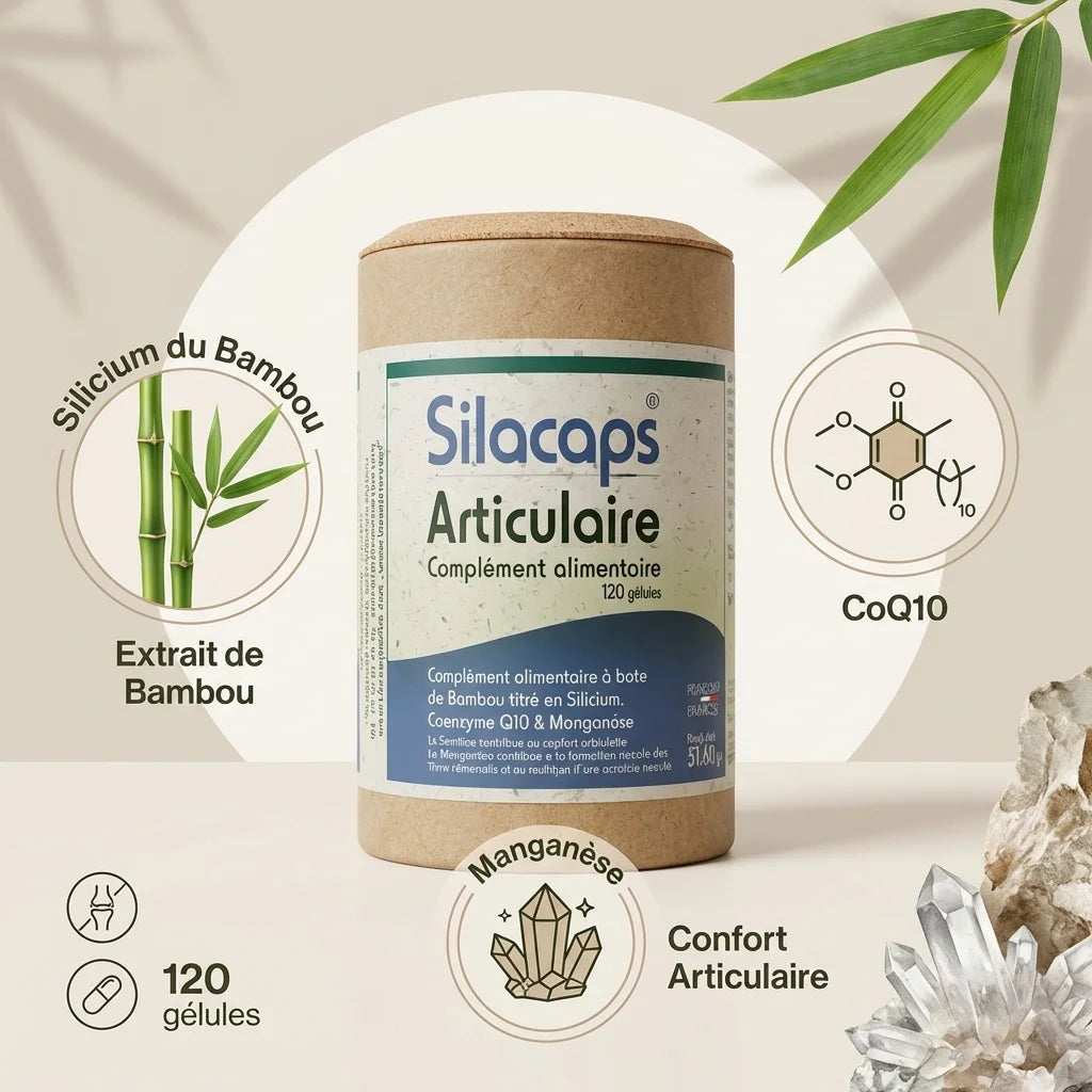 Silacaps Articulaire 120 gélules avec ingrédients bambou, CoQ10 et manganèse pour confort articulaire