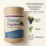 Silacaps Polyphénols 120 gélules avec ingrédients: raisin, bambou, vitamine B3 pour articulations et vitalité