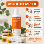 Silachoc 100ml gel articulaire avec mode d'emploi en 4 étapes sur surface marbre