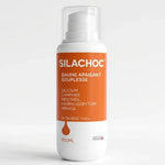 Silachoc 100 ml gel articulaire apaisant avec pompe doseuse, flacon blanc et étiquette orange