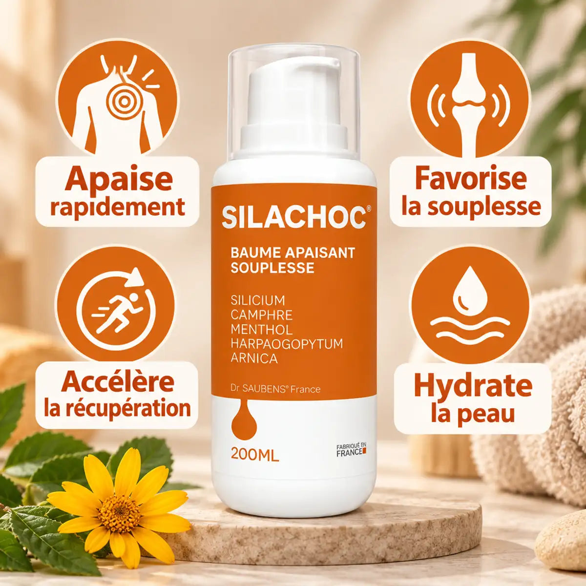 Silachoc 200ml gel apaisant articulaire avec bénéfices - souplesse, récupération et hydratation cutanée