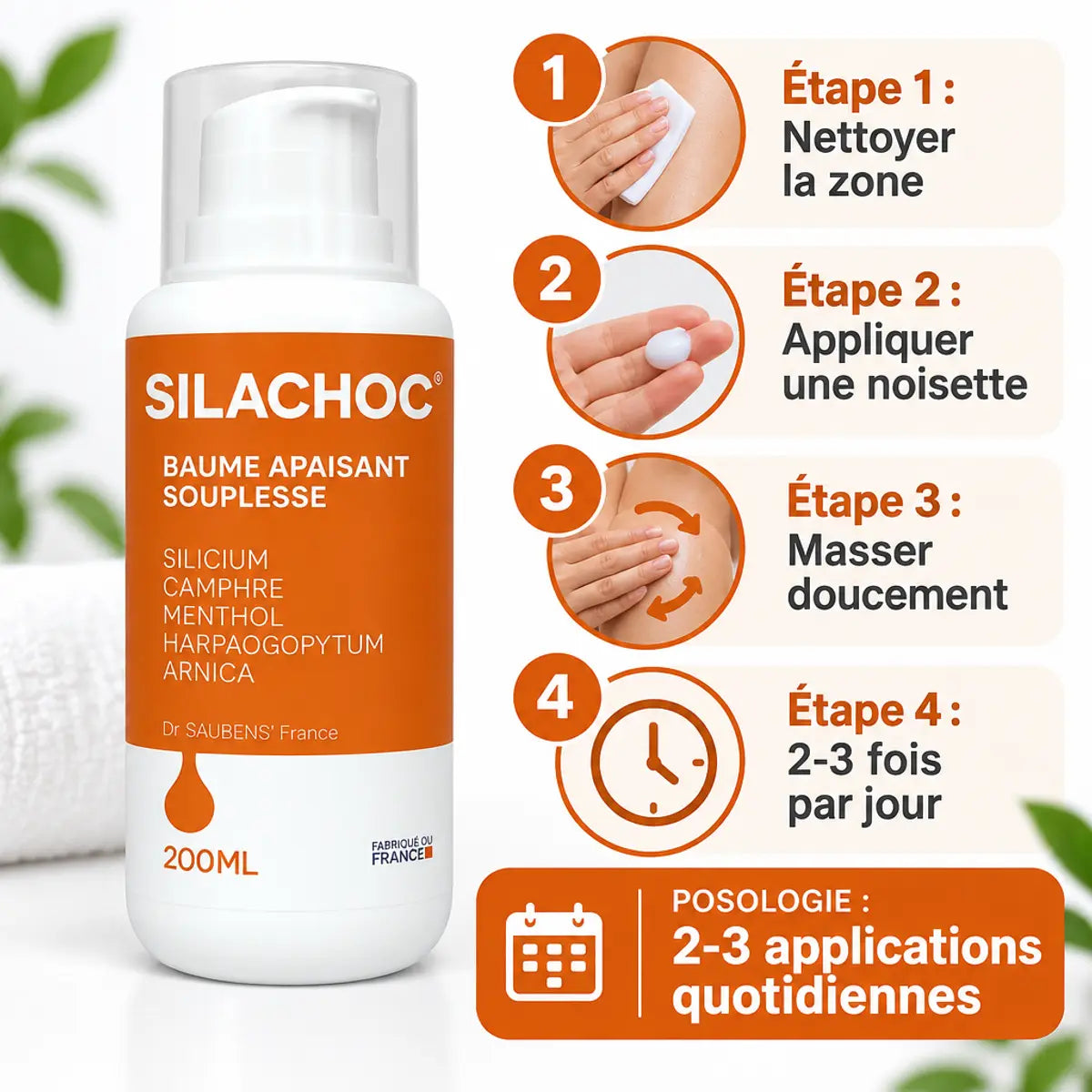 Silachoc 200ml gel apaisant articulaire avec guide d'application - 2-3 fois par jour