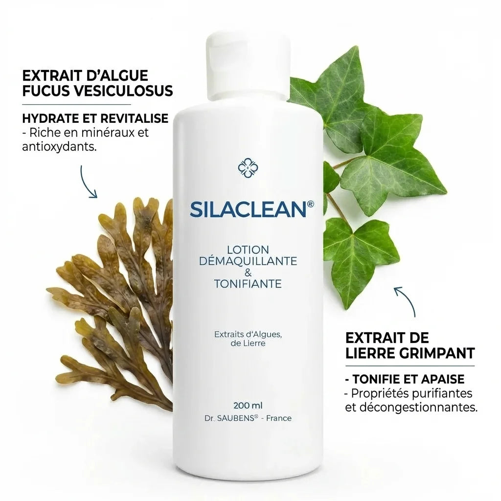 Silaclean lotion démaquillante 200ml avec ingrédients algue fucus et lierre grimpant