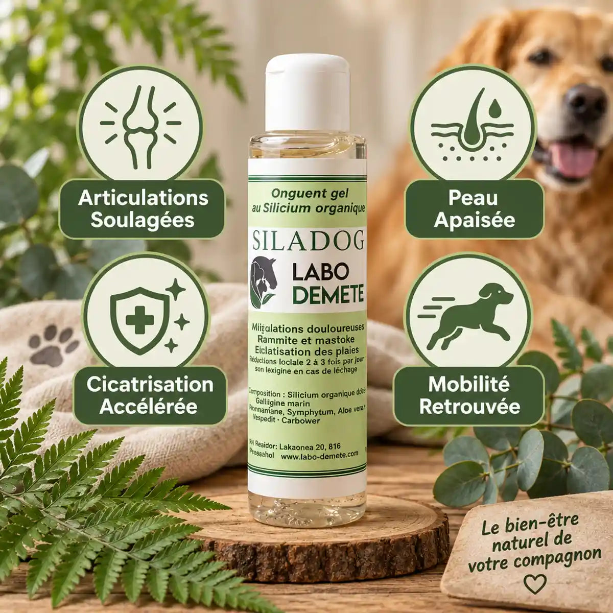 Siladog crème articulations et cicatrisant pour chien chat avec bénéfices bien-être