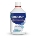 Silagencyl bain de bouche 500ml flacon blanc avec bouchon rouge, label bleu marine