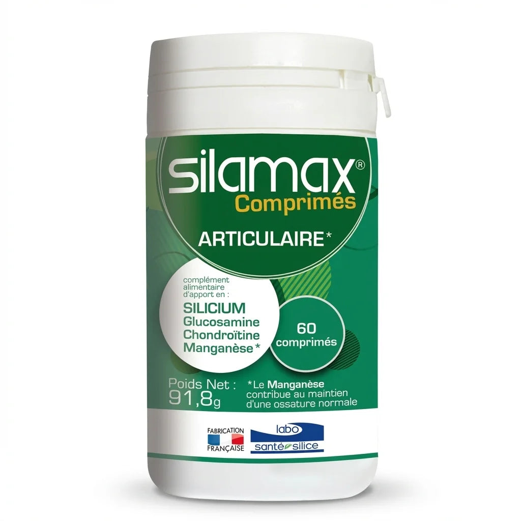 Silamax 60 comprimés - Complément articulaire Labo Santé Silice bouteille blanche