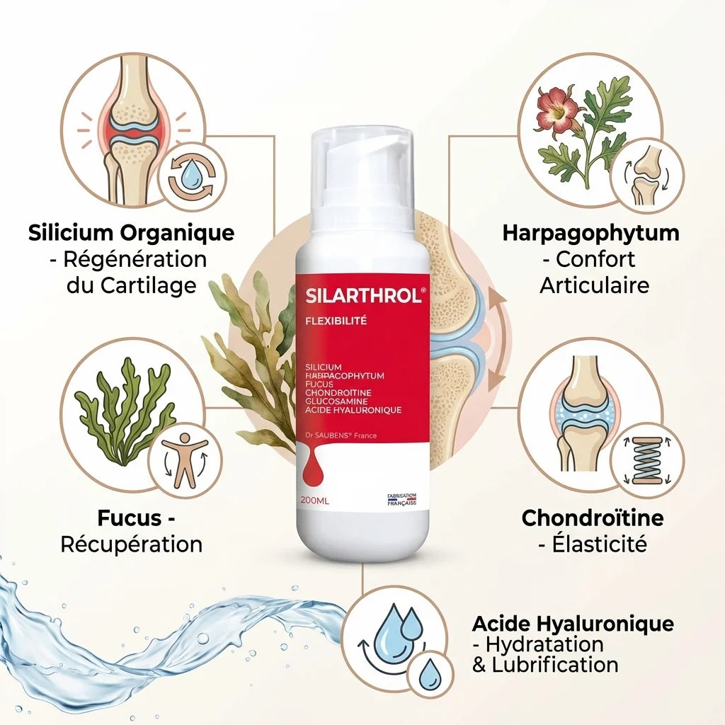 Silarthrol Baume Articulaire 200ml - Flacon avec bénéfices santé articulations et ingrédients naturels