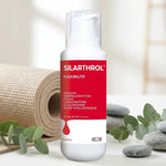 Silarthrol Baume Articulaire 200ml - Flacon avec pompe sur surface blanche, éléments wellness