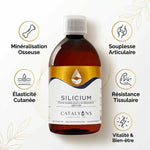 Silicium Catalyons 500ml avec infographie bénéfices os et articulations