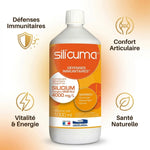 SILI'CUMA flacon 1L défenses immunitaires et articulations avec icônes bénéfices santé naturelle