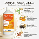 SILI'CUMA flacon 1L avec ingrédients naturels : silicium, curcuma, poivre noir et cuivre