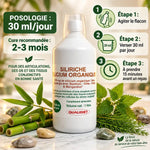 Bouteille Siliriche Silicium 1L Qualidiet avec posologie 30ml/jour et plantes naturelles bambou ortie prêle