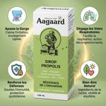 Sirop propolis Aagaard 150ml avec bénéfices gorge, respiration et immunité